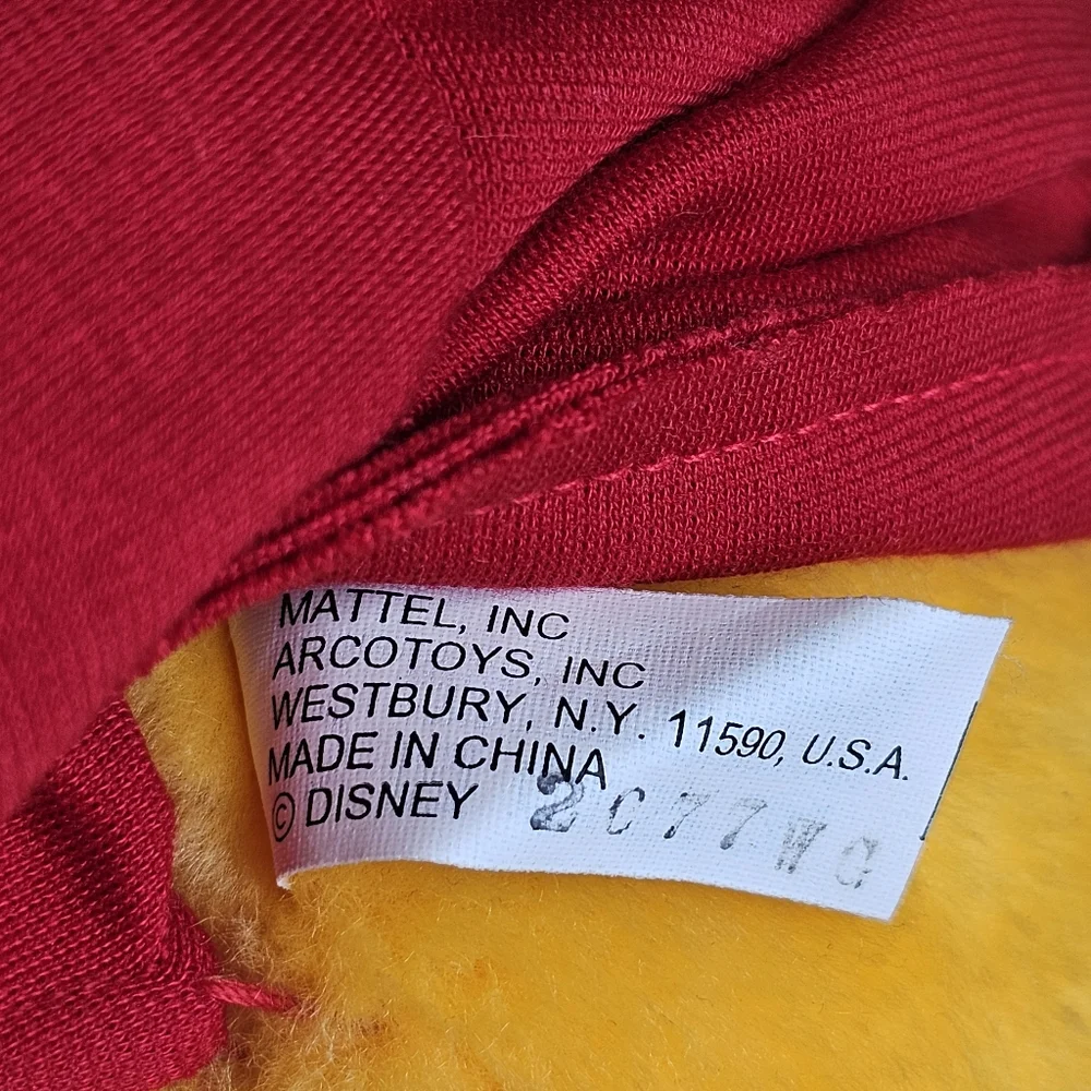 Vintage Disney Winnie the Pooh Plush 14” Mattel Arcotoys Holiday Scarf Red Shirt